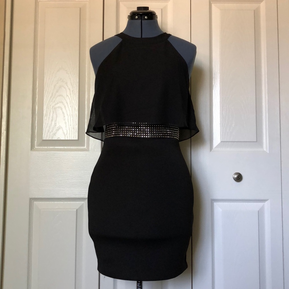 Guess Black Mini Dress with Sequin Detailing